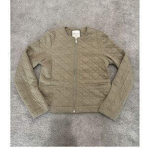 Bagatelle Women’s Quilted Green Quilted Zip Up Jacket W/ Fake Pockets Size S